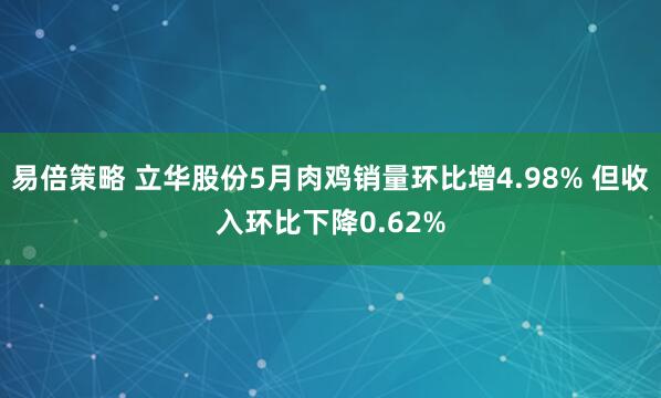 易倍策略 立华股份5月肉鸡销量环比增4.98% 但收入环比下降0.62%