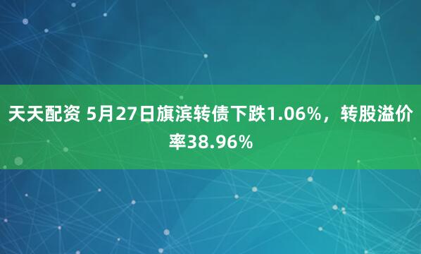 天天配资 5月27日旗滨转债下跌1.06%，转股溢价率38.96%